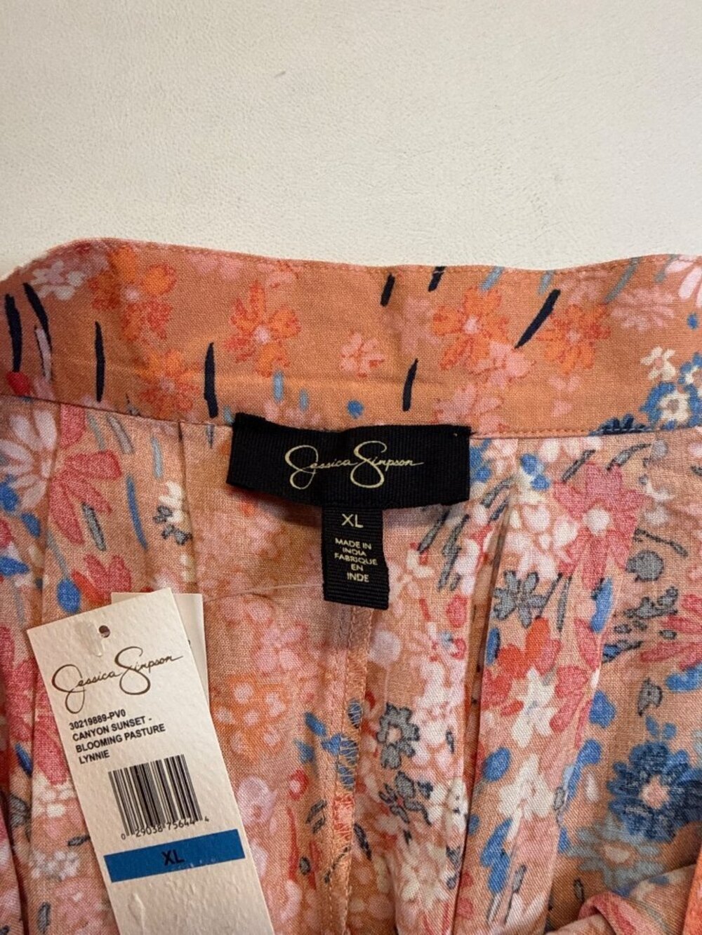 Jessica Simpson Floral Skort~Size XL~Peach Blue Pocketed Mini NWT L17 02 - Picture 6 of 9